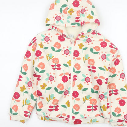 Tu Girls Multicoloured Floral Full Zip Hoodie 6-7 Years Fleece Lined