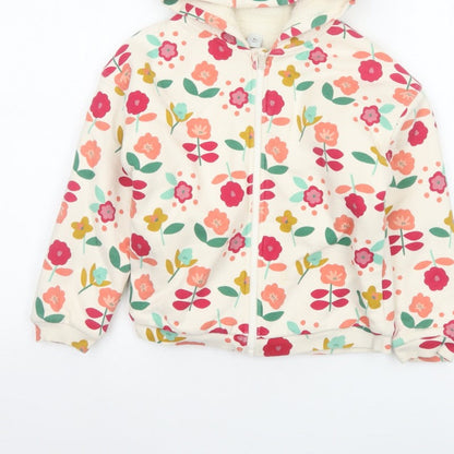 Tu Girls Multicoloured Floral Full Zip Hoodie 6-7 Years Fleece Lined
