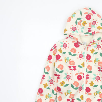 Tu Girls Multicoloured Floral Full Zip Hoodie 6-7 Years Fleece Lined