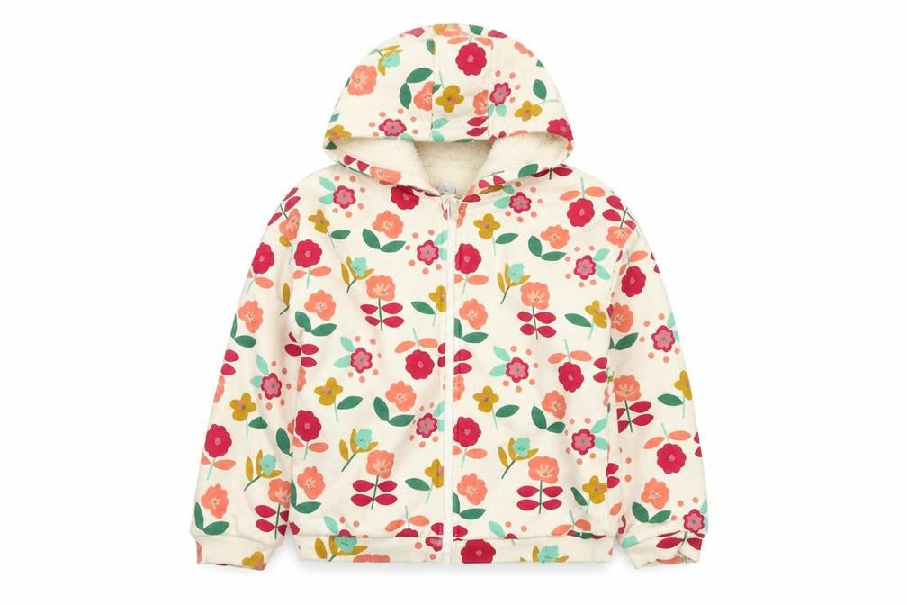 Tu Girls Multicoloured Floral Full Zip Hoodie 6-7 Years Fleece Lined