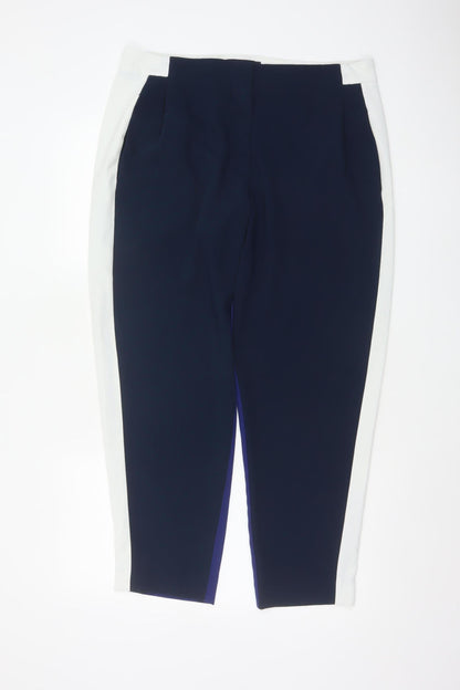 French Connection Women Blue White Tapered Dress Trousers UK 14