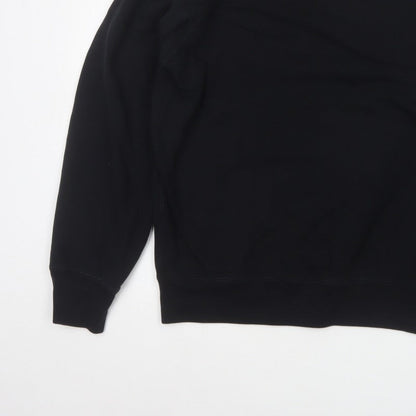 Uniqlo Men’s Black L Cotton Blend Crew Neck Pullover Sweatshirt Pockets