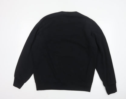 Uniqlo Men’s Black L Cotton Blend Crew Neck Pullover Sweatshirt Pockets