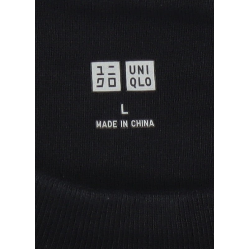 Uniqlo Men’s Black L Cotton Blend Crew Neck Pullover Sweatshirt Pockets
