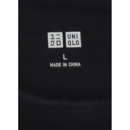 Uniqlo Men’s Black L Cotton Blend Crew Neck Pullover Sweatshirt Pockets
