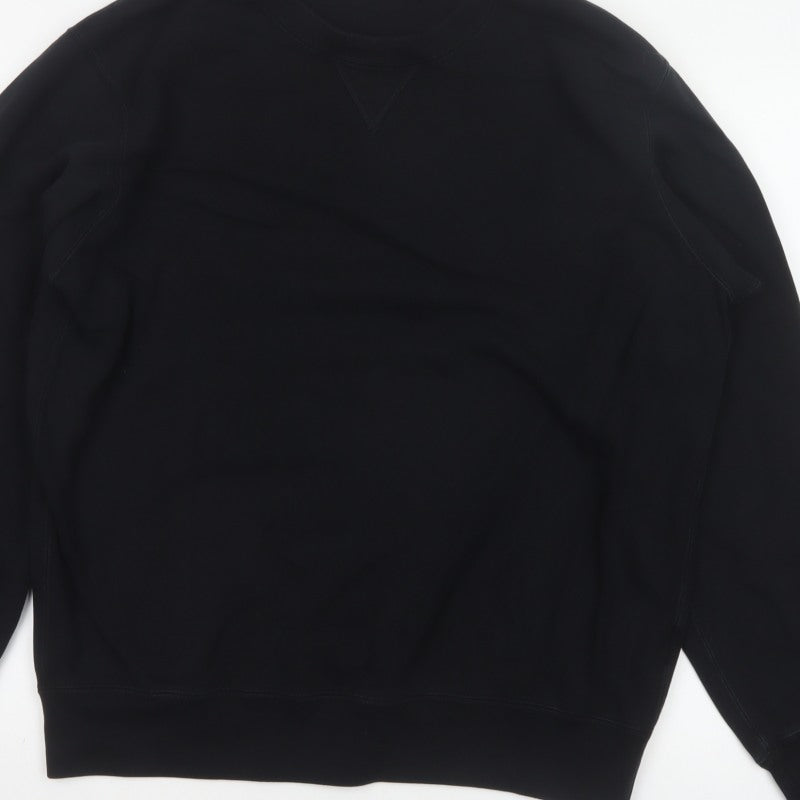 Uniqlo Men’s Black L Cotton Blend Crew Neck Pullover Sweatshirt Pockets
