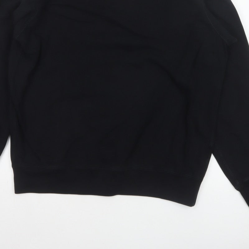 Uniqlo Men’s Black L Cotton Blend Crew Neck Pullover Sweatshirt Pockets