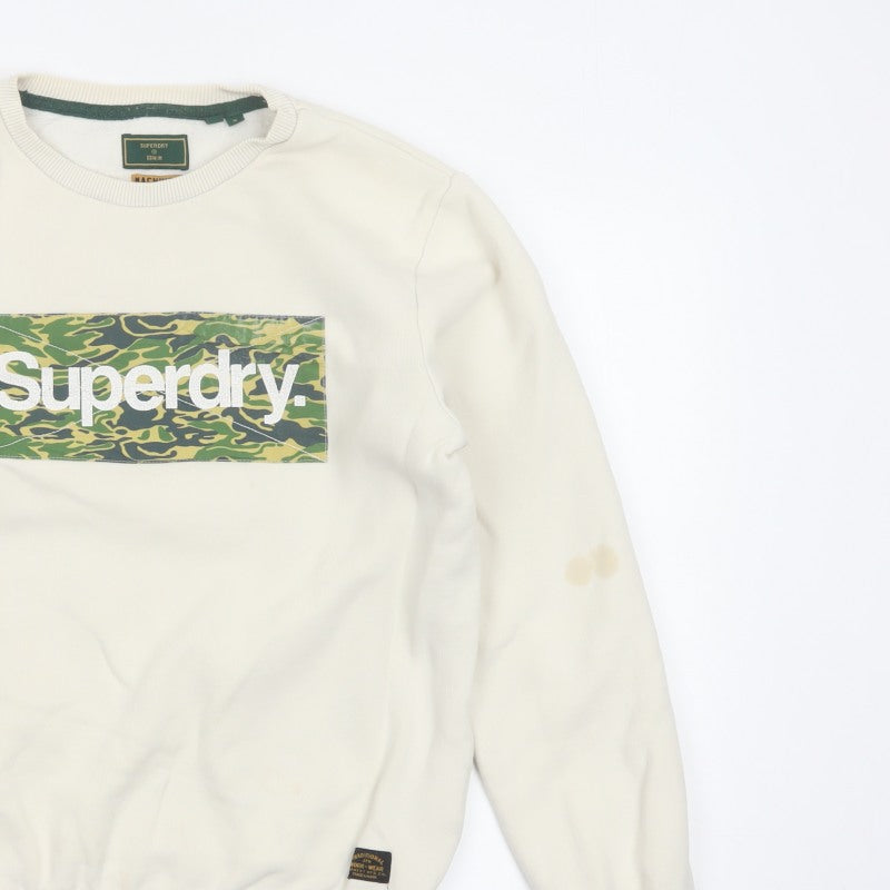 Superdry Men Ivory M Camo Logo Crew Neck Pullover Sweatshirt