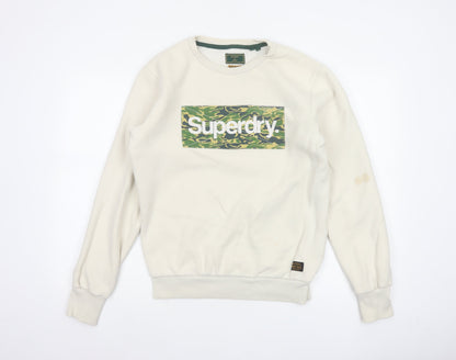 Superdry Men Ivory M Camo Logo Crew Neck Pullover Sweatshirt