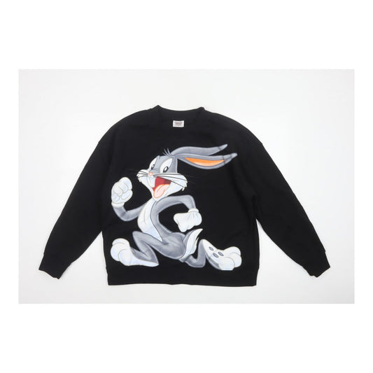 Looney Tunes Women’s Black L 14/16 Bugs Bunny Graphic Pullover Sweatshirt