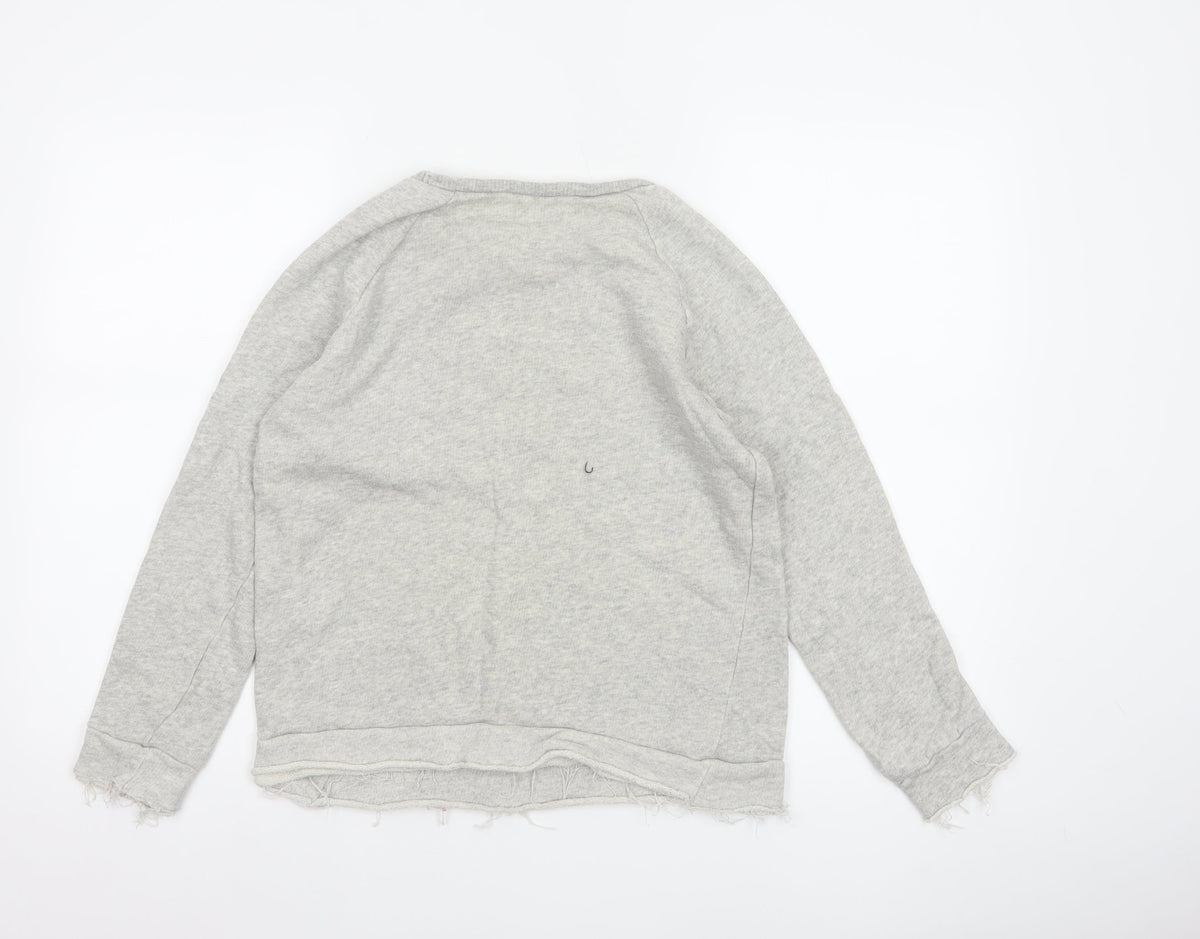 Zara Trafaluc Women’s Grey S Skull Love Raw Edge Graphic Sweatshirt