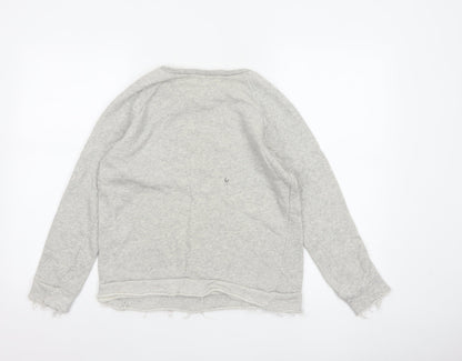 Zara Trafaluc Women’s Grey S Skull Love Raw Edge Graphic Sweatshirt