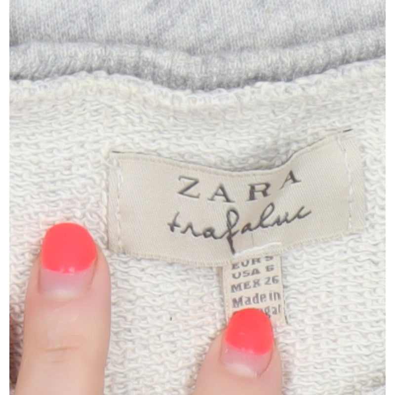 Zara Trafaluc Women’s Grey S Skull Love Raw Edge Graphic Sweatshirt