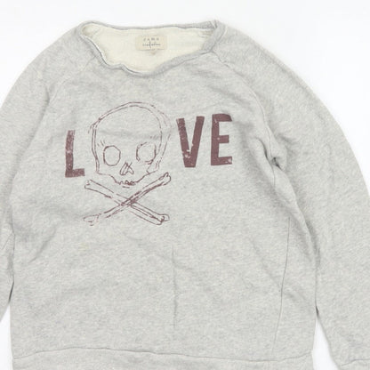 Zara Trafaluc Women’s Grey S Skull Love Raw Edge Graphic Sweatshirt