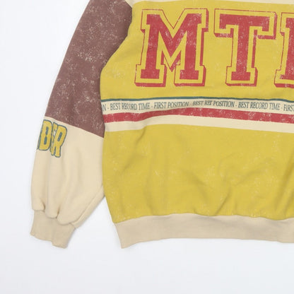 Bershka Men’s Yellow MTR Graphic Print Pullover Sweatshirt Size M