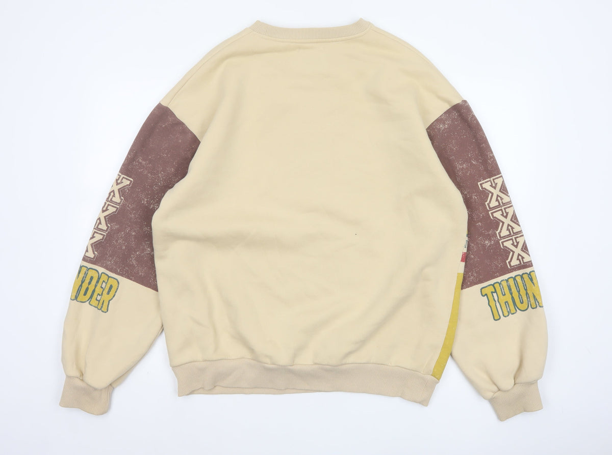 Bershka Men’s Yellow MTR Graphic Print Pullover Sweatshirt Size M