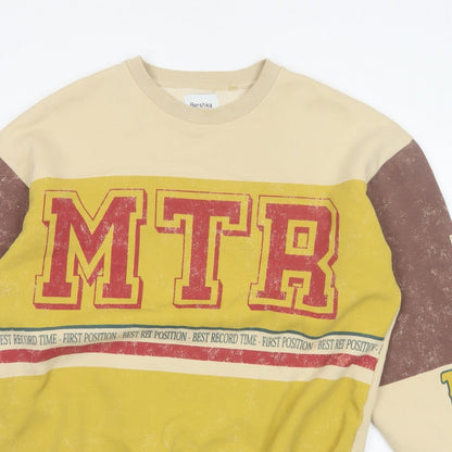 Bershka Men’s Yellow MTR Graphic Print Pullover Sweatshirt Size M