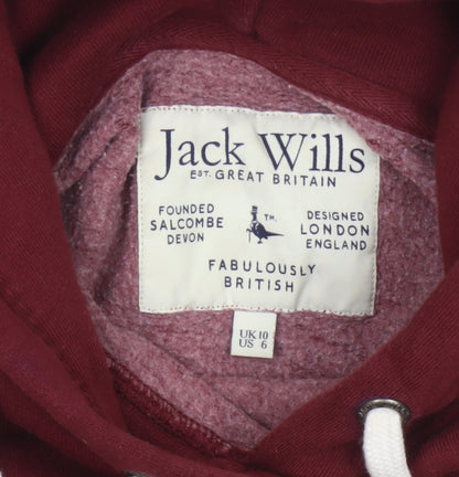 Jack Wills Women’s Burgundy Red UK 10 Pullover Hoodie Logo Fleece