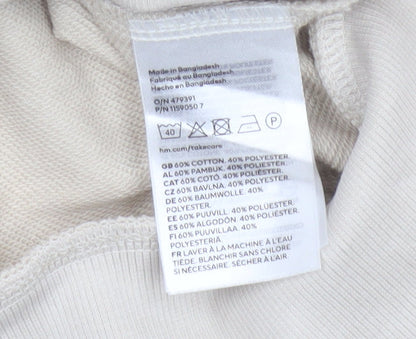 H&M Women’s Beige S Oversized Crew Neck Pullover Sweatshirt