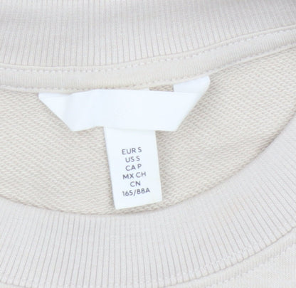 H&M Women’s Beige S Oversized Crew Neck Pullover Sweatshirt