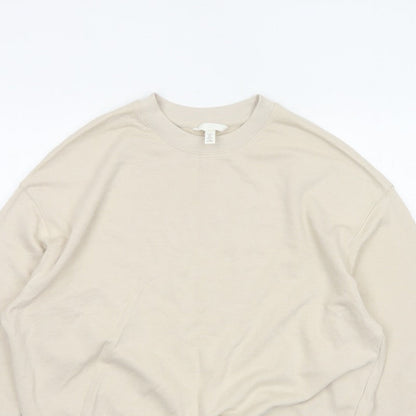 H&M Women’s Beige S Oversized Crew Neck Pullover Sweatshirt