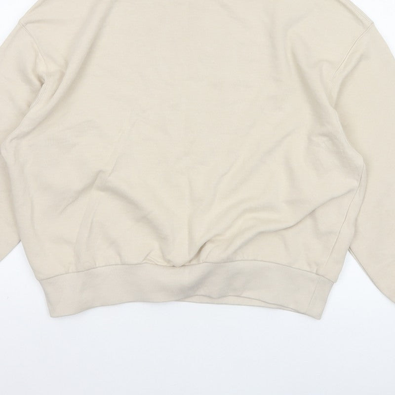 H&M Women’s Beige S Oversized Crew Neck Pullover Sweatshirt