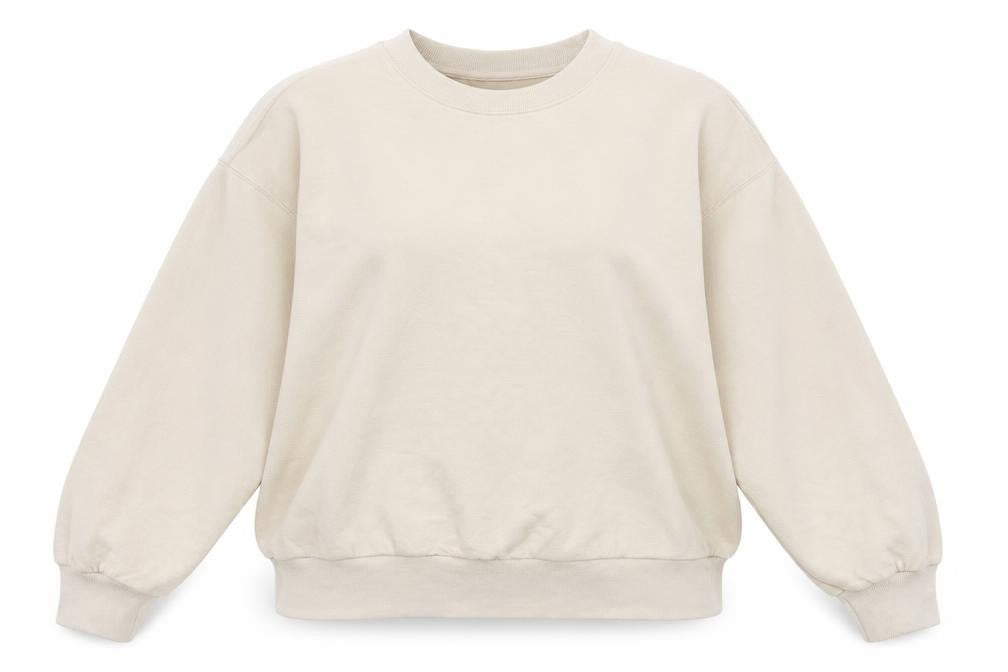 H&M Women’s Beige S Oversized Crew Neck Pullover Sweatshirt
