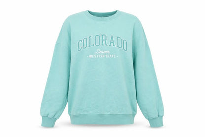 F&F Active Women’s Blue Colorado Graphic Crew Neck Sweatshirt Size S
