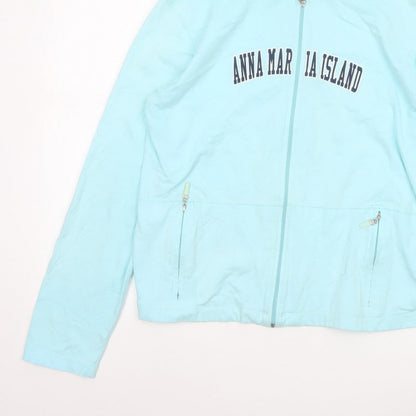 Isle Women Blue L Full Zip Hooded Anna Maria Island Cotton Hoodie