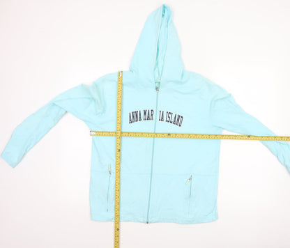 Isle Women Blue L Full Zip Hooded Anna Maria Island Cotton Hoodie