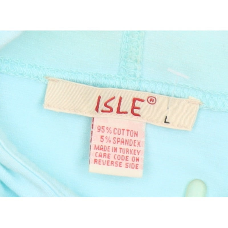 Isle Women Blue L Full Zip Hooded Anna Maria Island Cotton Hoodie