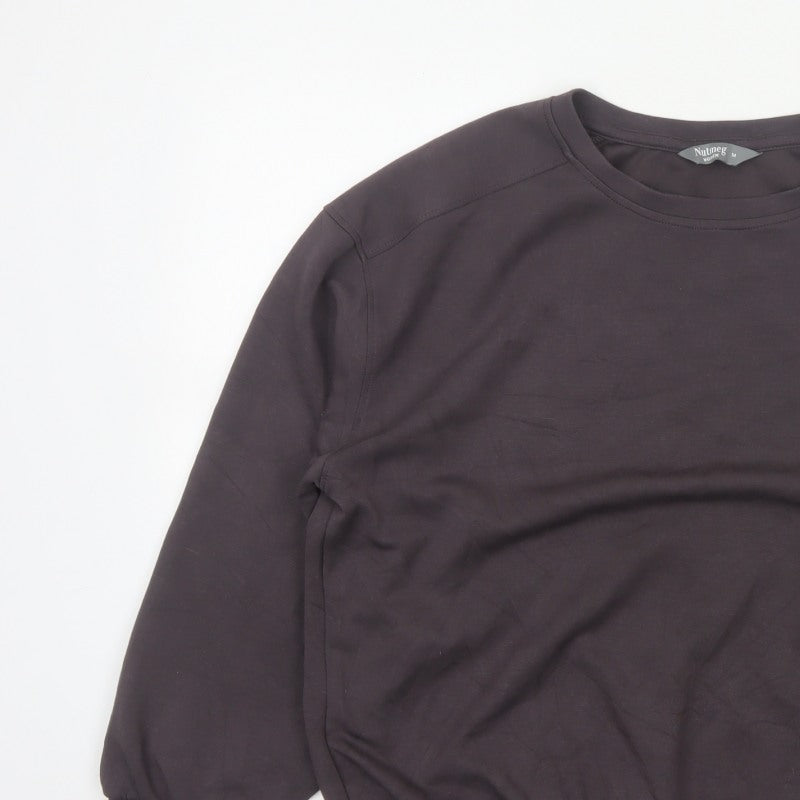 Nutmeg Women Brown Size 14 Balloon Sleeve Crew Neck Sweatshirt