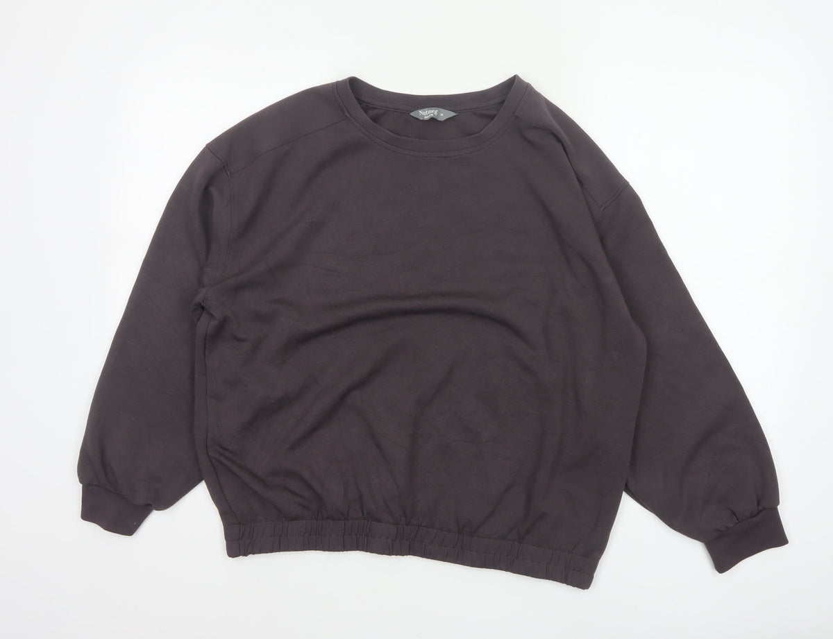 Nutmeg Women Brown Size 14 Balloon Sleeve Crew Neck Sweatshirt