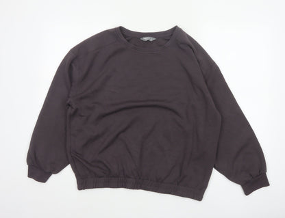 Nutmeg Women Brown Size 14 Balloon Sleeve Crew Neck Sweatshirt