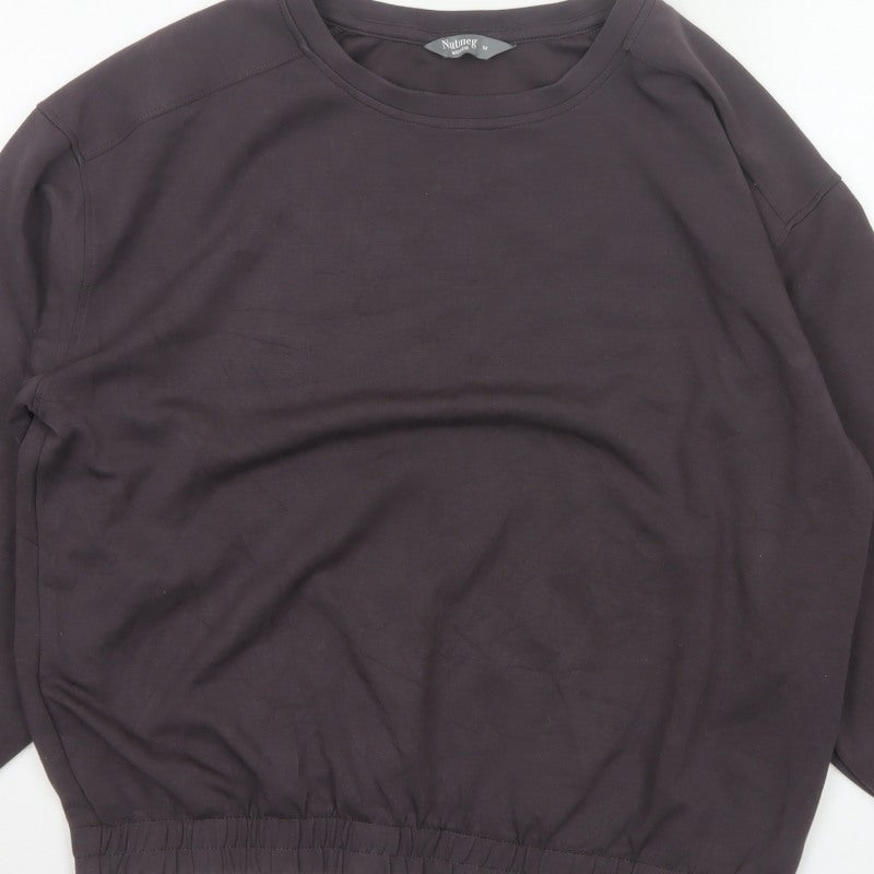 Nutmeg Women Brown Size 14 Balloon Sleeve Crew Neck Sweatshirt