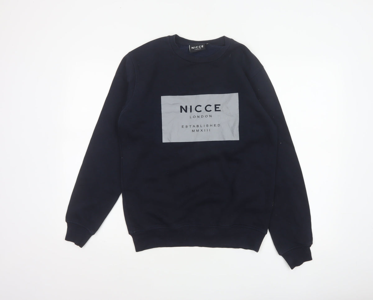 Nicce London Men’s Blue XS Pullover Graphic Logo Crew Neck Sweatshirt