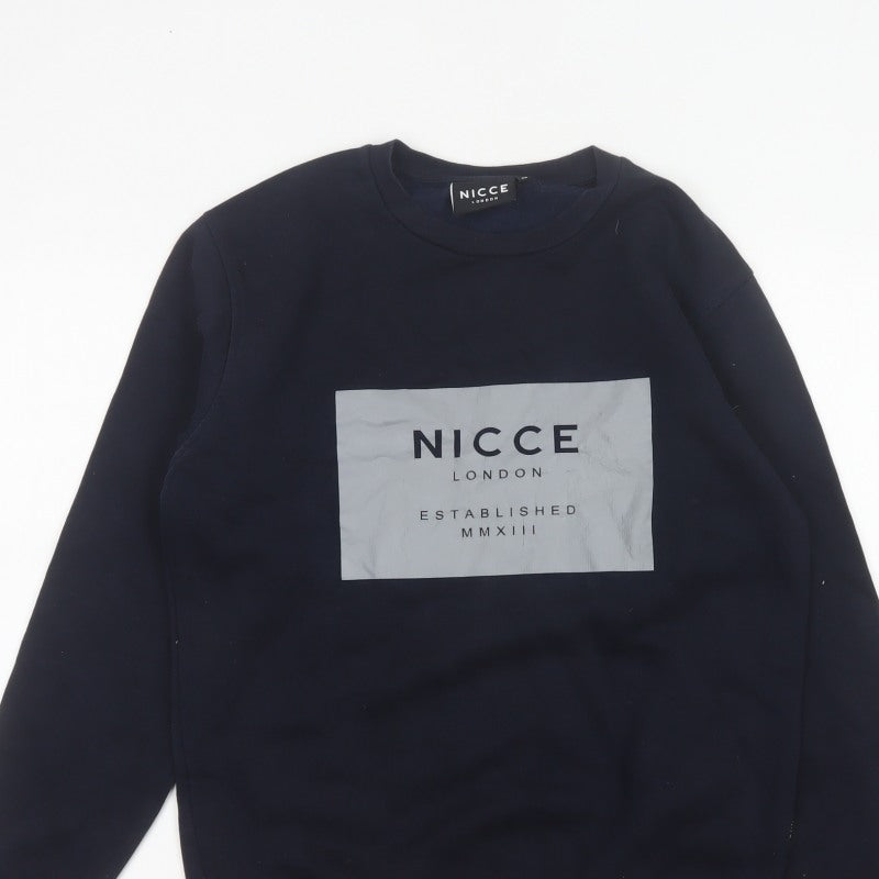 Nicce London Men’s Blue XS Pullover Graphic Logo Crew Neck Sweatshirt