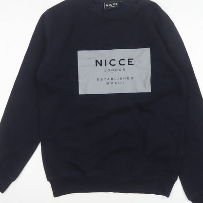 Nicce London Men’s Blue XS Pullover Graphic Logo Crew Neck Sweatshirt