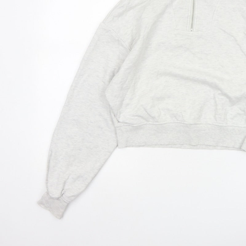 H&M Women’s Grey S 1/4 Zip High Neck Fleece Sweatshirt