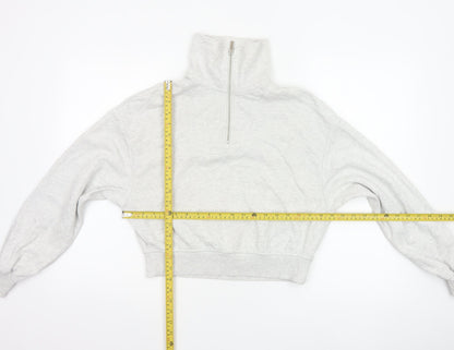 H&M Women’s Grey S 1/4 Zip High Neck Fleece Sweatshirt