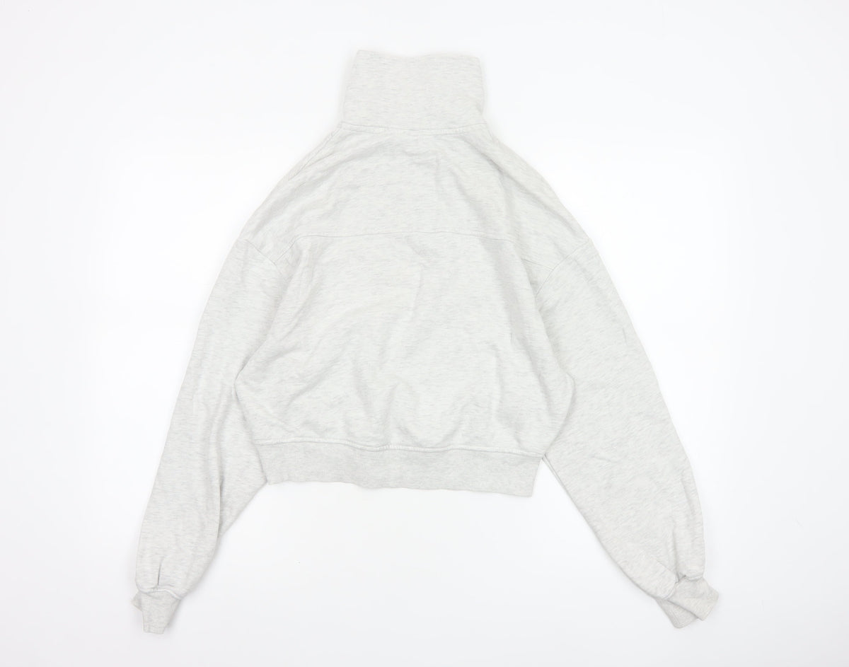 H&M Women’s Grey S 1/4 Zip High Neck Fleece Sweatshirt