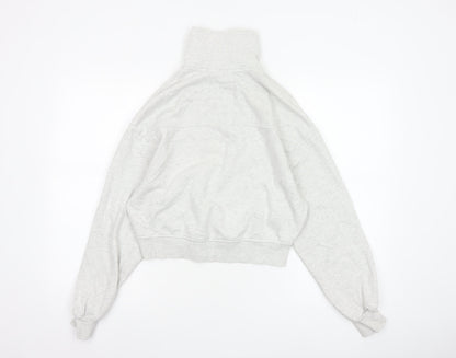 H&M Women’s Grey S 1/4 Zip High Neck Fleece Sweatshirt