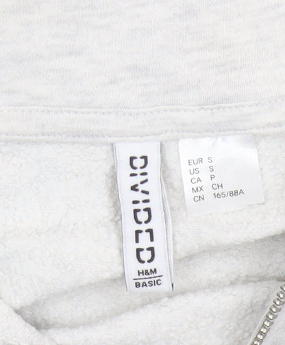 H&M Women’s Grey S 1/4 Zip High Neck Fleece Sweatshirt