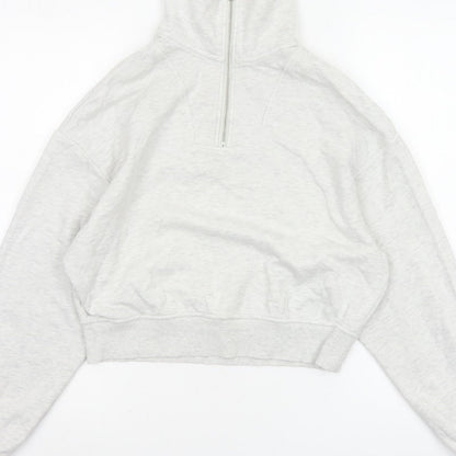 H&M Women’s Grey S 1/4 Zip High Neck Fleece Sweatshirt