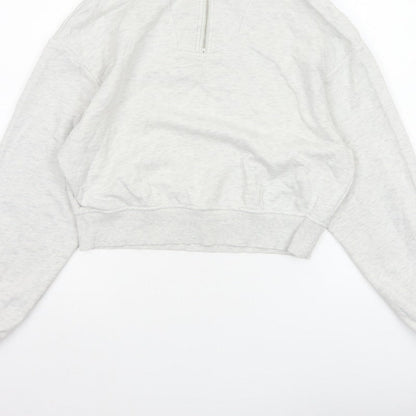 H&M Women’s Grey S 1/4 Zip High Neck Fleece Sweatshirt
