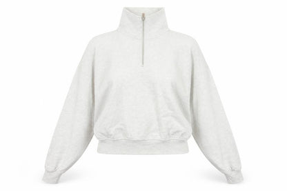 H&M Women’s Grey S 1/4 Zip High Neck Fleece Sweatshirt