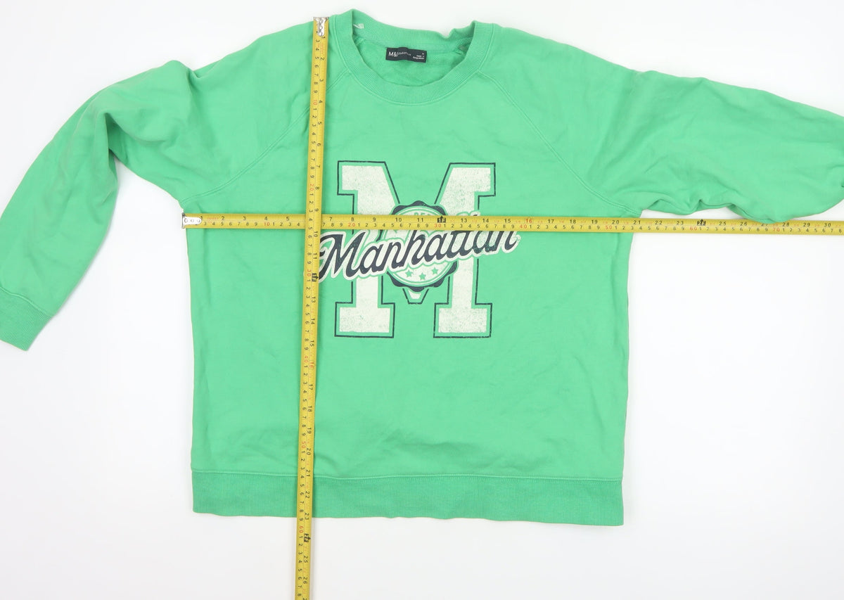 Marks and Spencer Women Green M Manhattan Logo Crew Sweatshirt