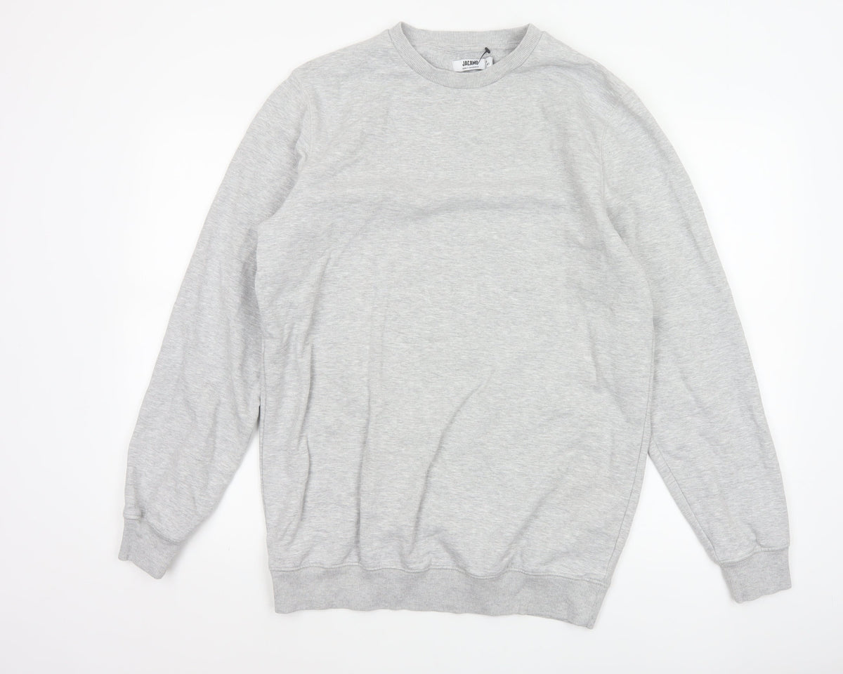 Jacamo Men Grey M Crew Neck Pullover Sweatshirt Cotton Blend