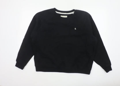 Jack Wills Women's Black UK 18 Pullover Crew Neck Logo Sweatshirt