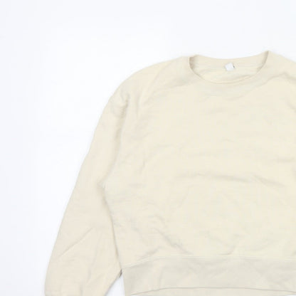 Uniqlo Women Ivory XS Pullover Crew Neck Cotton Sweatshirt
